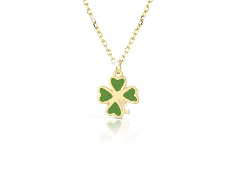 FORTUNA FOUR-LEAF CLOVER NECKLACE  9KT YELLOW GOLD PRIMEGIOIE LE BEBE' PMG027